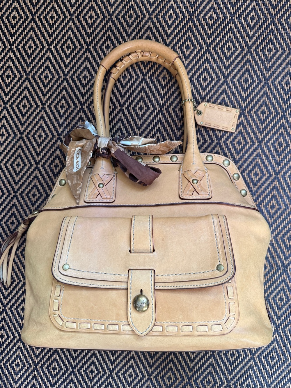 Vintage Y2K Coach 11977 Thompson Vachetta studded whipstitch bag